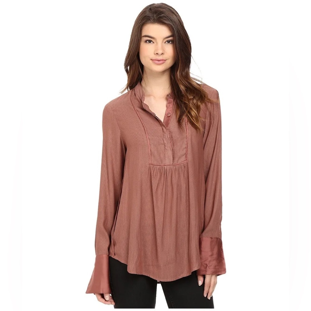 Free People Pebble Crepe Bird Stripe Pullover - size small